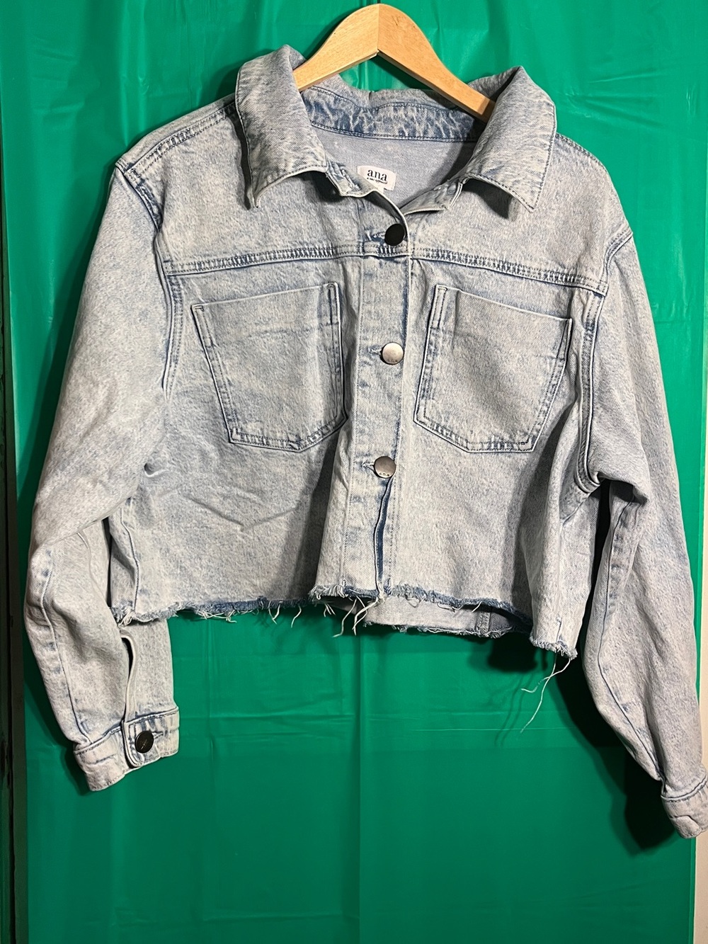 a.n.a Light Blue Cropped Denim Jacket